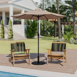 English Elm Commercial Grade 9 FT Round Umbrella with Crank and Tilt Function and Standing Umbrella Base