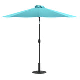 English Elm Commercial Grade 9 FT Round Umbrella with Crank and Tilt Function and Standing Umbrella Base