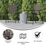 English Elm Commercial Grade - Set of 2 Folding Patio Sling Chairs, Outdoor Textilene Lawn Chairs with Armrests