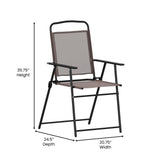 English Elm Commercial Grade - Set of 2 Folding Patio Sling Chairs, Outdoor Textilene Lawn Chairs with Armrests