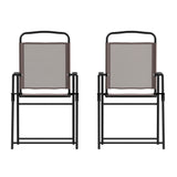 English Elm Commercial Grade - Set of 2 Folding Patio Sling Chairs, Outdoor Textilene Lawn Chairs with Armrests