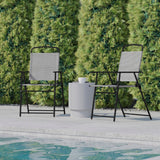 English Elm Commercial Grade - Set of 2 Folding Patio Sling Chairs, Outdoor Textilene Lawn Chairs with Armrests