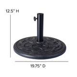 English Elm Commercial Grade Universal Cement Patio Umbrella Base with Weatherproof Plastic Polymer Coating - 19.25" Diameter