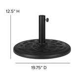 English Elm Commercial Grade Universal Cement Patio Umbrella Base with Weatherproof Plastic Polymer Coating - 19.25" Diameter