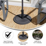 English Elm Universal Cement Patio Umbrella Base with Sunburst Patterned Weatherproof Plastic Polymer Coating - 19.25" Diameter