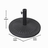 English Elm Universal Cement Patio Umbrella Base with Sunburst Patterned Weatherproof Plastic Polymer Coating - 19.25" Diameter