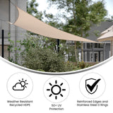 English Elm 12ft Triangle Sun Sail Shade Canopy with Included Nylon Attachment Ropes