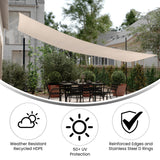 English Elm 20ft Rectangle Sun Sail Shade Canopy with Included Nylon Attachment Ropes