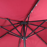 English Elm Commercial Grade Commercial Grade 9 FT Round Umbrella with 32 Solar LED Lights and Crank and Tilt Functionality