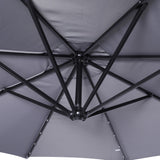 English Elm Commercial Grade Commercial Grade 10 FT Round Cantilever Umbrella with 32 Solar LED Lights, Built in Cross Base, and Easy Lift and Tilt Function