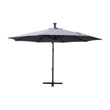 English Elm Commercial Grade Commercial Grade 10 FT Round Cantilever Umbrella with 32 Solar LED Lights, Built in Cross Base, and Easy Lift and Tilt Function