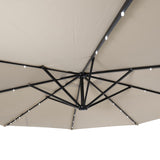 English Elm Commercial Grade Commercial Grade 10 FT Round Cantilever Umbrella with 32 Solar LED Lights, Built in Cross Base, and Easy Lift and Tilt Function