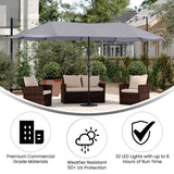 English Elm Commercial Grade Commercial Grade 15 FT Triple Head Patio Umbrella with Crank and Easy Lift Functionality