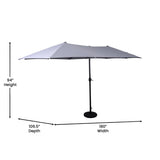 English Elm Commercial Grade Commercial Grade 15 FT Triple Head Patio Umbrella with Crank and Easy Lift Functionality