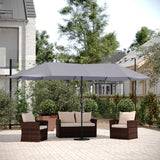 English Elm Commercial Grade Commercial Grade 15 FT Triple Head Patio Umbrella with Crank and Easy Lift Functionality