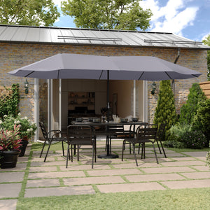 English Elm Commercial Grade Commercial Grade 15 FT Triple Head Patio Umbrella with Crank and Easy Lift Functionality