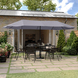 English Elm Commercial Grade Commercial Grade 15 FT Triple Head Patio Umbrella with Crank and Easy Lift Functionality