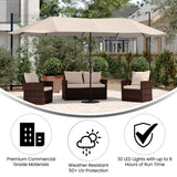 English Elm Commercial Grade Commercial Grade 15 FT Triple Head Patio Umbrella with Crank and Easy Lift Functionality