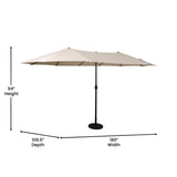 English Elm Commercial Grade Commercial Grade 15 FT Triple Head Patio Umbrella with Crank and Easy Lift Functionality