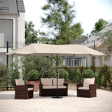 English Elm Commercial Grade Commercial Grade 15 FT Triple Head Patio Umbrella with Crank and Easy Lift Functionality