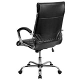 English Elm Commercial Grade High Back Designer Quilted LeatherSoft Executive Swivel Office Chair with Chrome Base and Arms