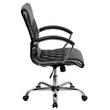 English Elm Commercial Grade Mid-Back Designer LeatherSoft Executive Swivel Office Chair with Chrome Base and Arms