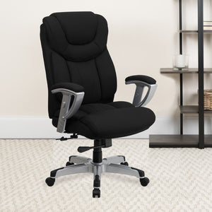 English Elm Commercial Grade Series Big & Tall 400 lb. Rated Executive Ergonomic Office Chair with Silver Adjustable Arms