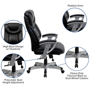 English Elm Commercial Grade Series Big & Tall 400 lb. Rated Executive Ergonomic Office Chair with Silver Adjustable Arms