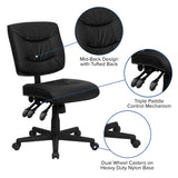 English Elm Commercial Grade Mid-Back LeatherSoft Multifunction Swivel Ergonomic Task Office Chair