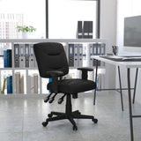 English Elm Commercial Grade Mid-Back LeatherSoft Multifunction Swivel Ergonomic Task Office Chair with Adjustable Arms