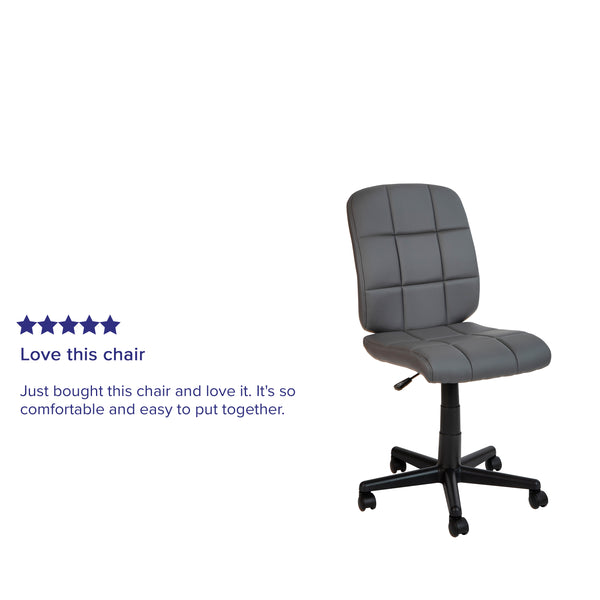 English Elm Commercial Grade Mid-Back Quilted Vinyl Swivel Task Office Chair