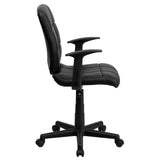 English Elm Commercial Grade Mid-Back Quilted Vinyl Swivel Task Office Chair with Arms