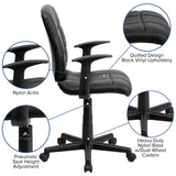 English Elm Commercial Grade Mid-Back Quilted Vinyl Swivel Task Office Chair with Arms