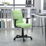 English Elm Commercial Grade Mid-Back Quilted Vinyl Swivel Task Office Chair with Arms