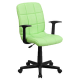 English Elm Commercial Grade Mid-Back Quilted Vinyl Swivel Task Office Chair with Arms