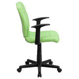 English Elm Commercial Grade Mid-Back Quilted Vinyl Swivel Task Office Chair with Arms