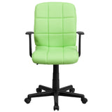 English Elm Commercial Grade Mid-Back Quilted Vinyl Swivel Task Office Chair with Arms