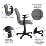 English Elm Commercial Grade Mid-Back Quilted Vinyl Swivel Task Office Chair with Arms