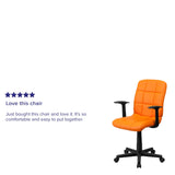 English Elm Commercial Grade Mid-Back Quilted Vinyl Swivel Task Office Chair with Arms