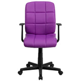 English Elm Commercial Grade Mid-Back Quilted Vinyl Swivel Task Office Chair with Arms