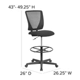 English Elm Commercial Grade Ergonomic Mid-Back Mesh Drafting Chair with Fabric Seat and Adjustable Foot Ring