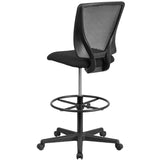 English Elm Commercial Grade Ergonomic Mid-Back Mesh Drafting Chair with Fabric Seat and Adjustable Foot Ring