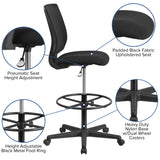 English Elm Commercial Grade Ergonomic Mid-Back Mesh Drafting Chair with Fabric Seat and Adjustable Foot Ring