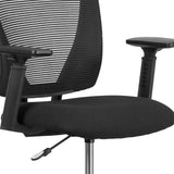 English Elm Commercial Grade Ergonomic Mid-Back Mesh Drafting Chair with Fabric Seat, Adjustable Foot Ring and Adjustable Arms