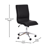 English Elm Commercial Grade Mid-Back Armless Swivel Task Office Chair with LeatherSoft and Adjustable Chrome Base,