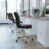 English Elm Commercial Grade Mid-Back Armless Swivel Task Office Chair with LeatherSoft and Adjustable Chrome Base,