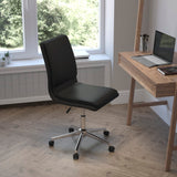 English Elm Commercial Grade Mid-Back Armless Swivel Task Office Chair with LeatherSoft and Adjustable Chrome Base,