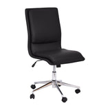 English Elm Commercial Grade Mid-Back Armless Swivel Task Office Chair with LeatherSoft and Adjustable Chrome Base,