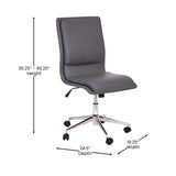 English Elm Commercial Grade Mid-Back Armless Swivel Task Office Chair with LeatherSoft and Adjustable Chrome Base,