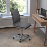 English Elm Commercial Grade Mid-Back Armless Swivel Task Office Chair with LeatherSoft and Adjustable Chrome Base,